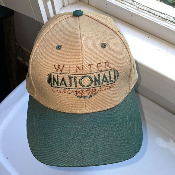 Vtg 1998 Classic Chevy Winter National Orlando Florida green & tan souvenir cap - Picture 1 of 7